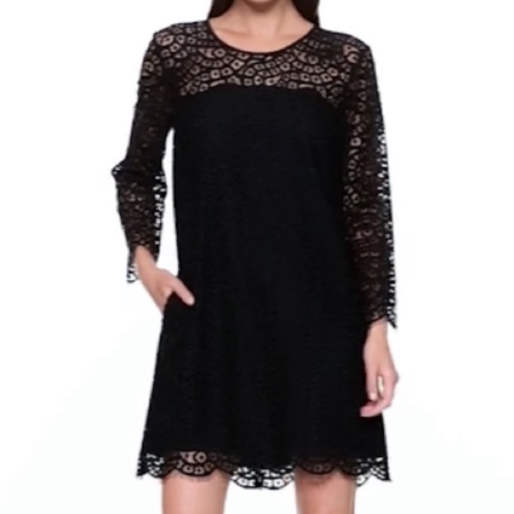 NWT black all-over lace Gap dress w/pockets!